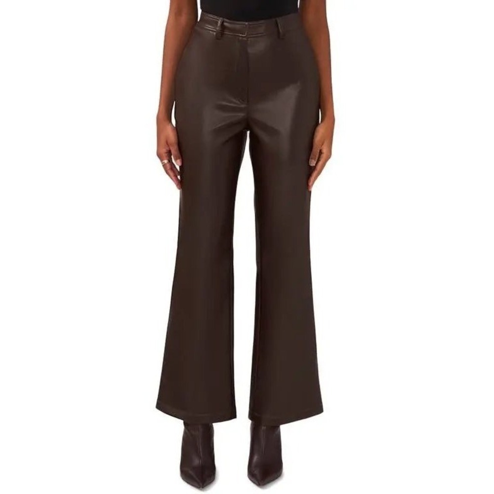 Halogen Dark Roast Brown Faux Leather High Rise Bootcut Pants Size 10 EUC‎